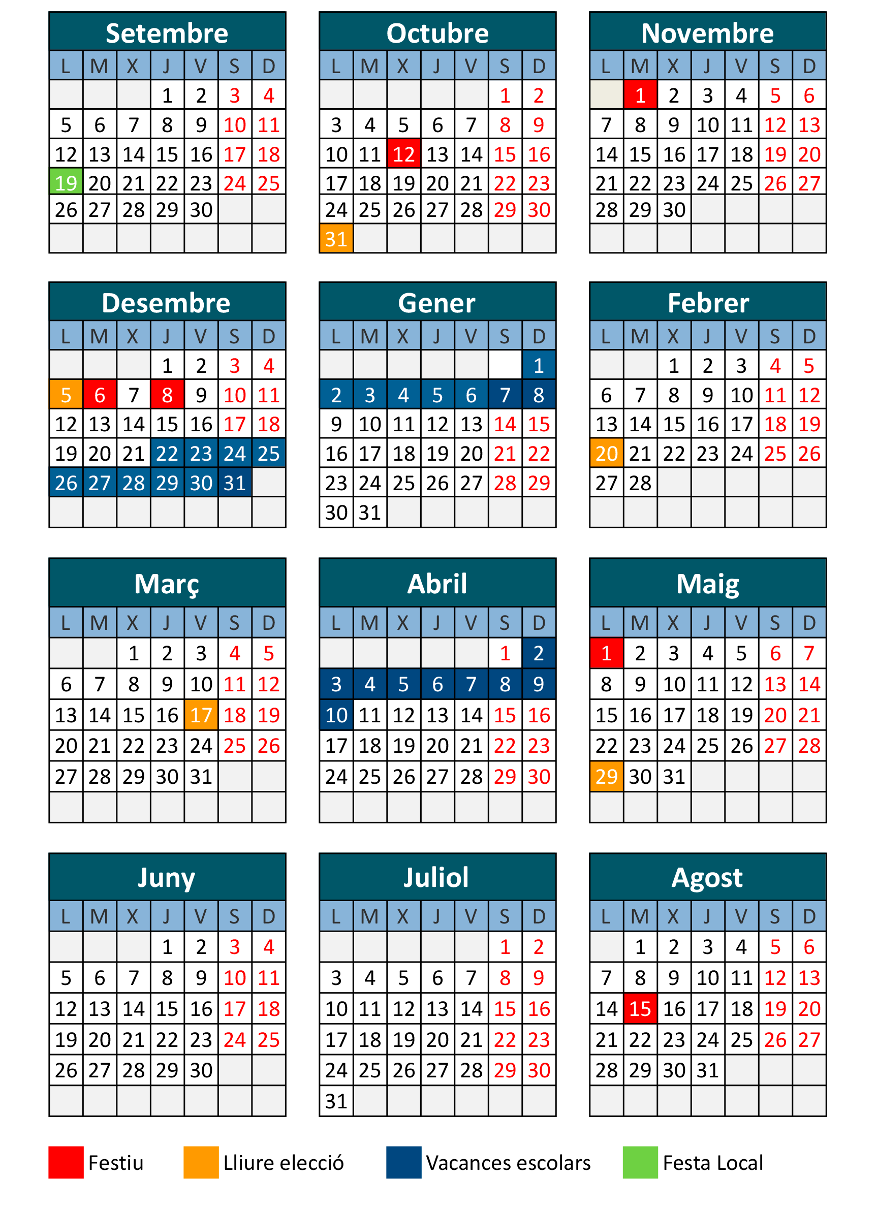 Calendari 22-23 Secundària i primària